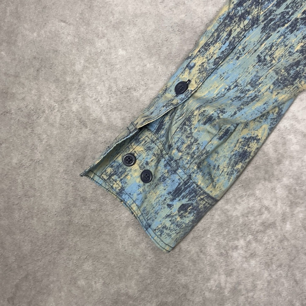Reel Legends Performance Outfitters Men's Small L/S Blue/Green Camo Shirt - Picture 10 of 12